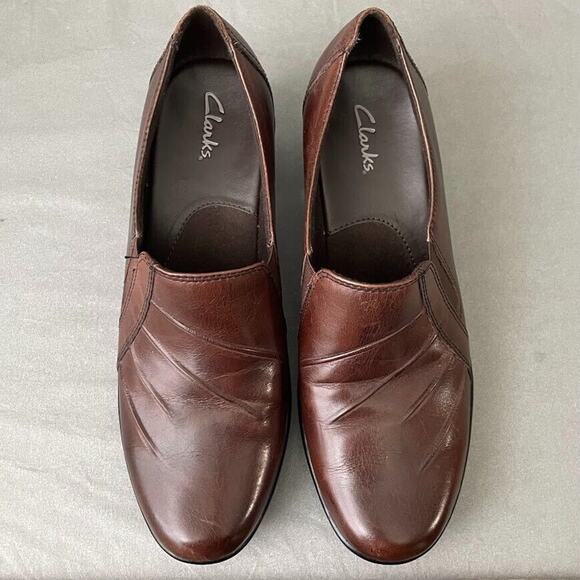 Clarks Partridge Loafers Size 8.5 Brown Leather Slip On Low Heel Boho Artsy Shoe - Picture 6 of 12